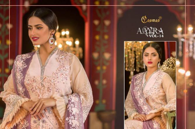 Cosmos Aayra 14 Georgette Festive Wear Embroidery Pakistani Salwar Kameez Collection